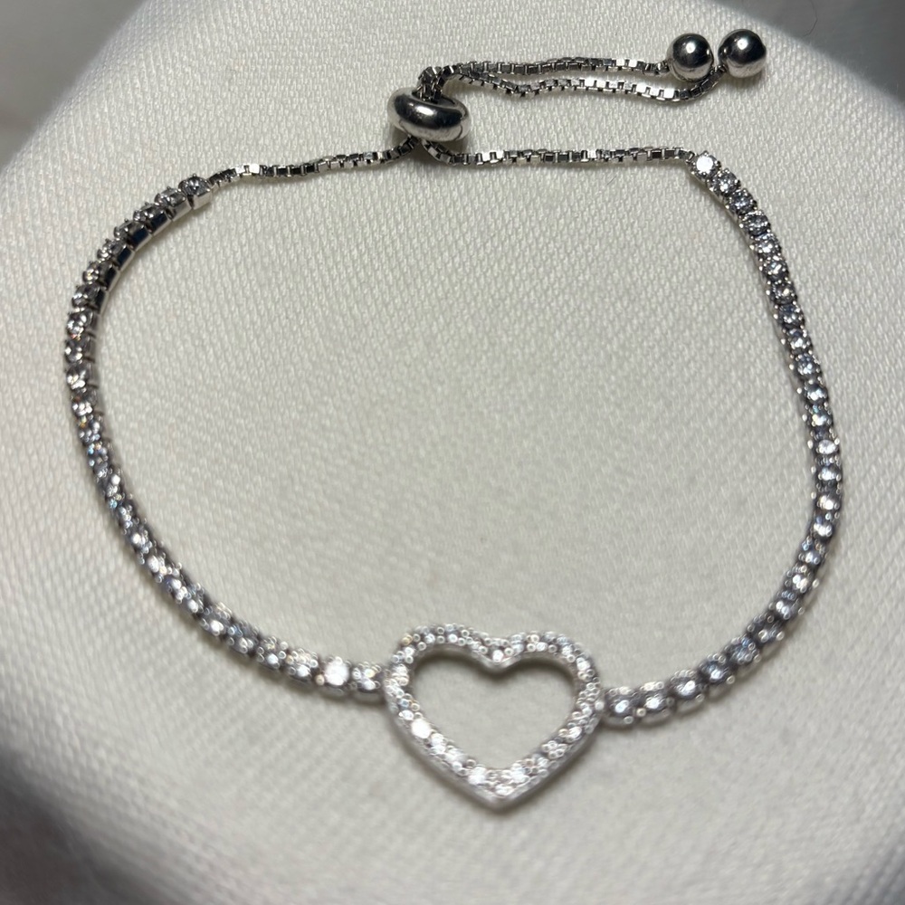Sterling Silver Heart Bolo Bracelet